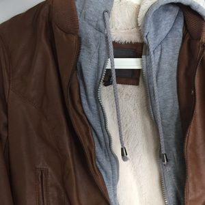 Leather Hooded Jacket